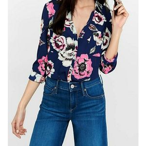 XS Express Portofino navy floral shirt